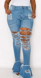 “LORI” Distressed Bell Jeans
