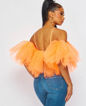 Load image into Gallery viewer, Puffy Tulle Cold Shoulder Top
