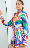 Multi-Color Blouse & Skort Set