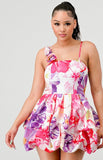 Multi-Floral Bubble Mini Sun Dress