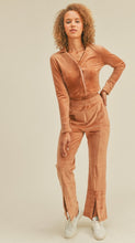 Load image into Gallery viewer, Camel Wide Leg Cropped Velour Set
