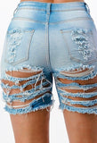 Denim Thigh Frayed Short