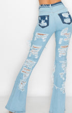Load image into Gallery viewer, “JAZ” Super Destroyed Flare Jeans
