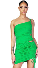 Load image into Gallery viewer, Green One Shoulder Mini Dress
