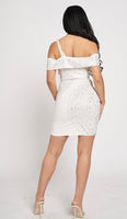 White Rhinestone Keyhole Dress