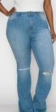 “TRACEY” Medium Blue Slit Jeans (PLUS)