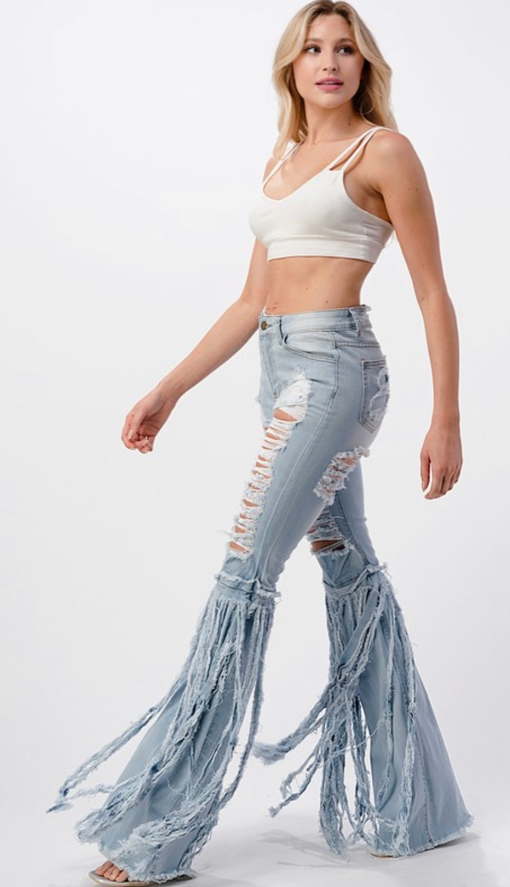 Light Blue Fringe Denim Jeans – BLOSSOMS BOUTIQUE