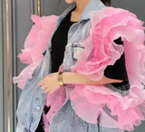 Exaggerated Pink Tulle Sleeves VEST!!!
