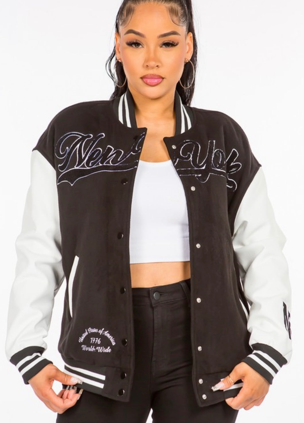 Black NY Varsity Jacket (PLUS)