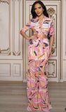 Coral/Pink Sheer Abstract Set