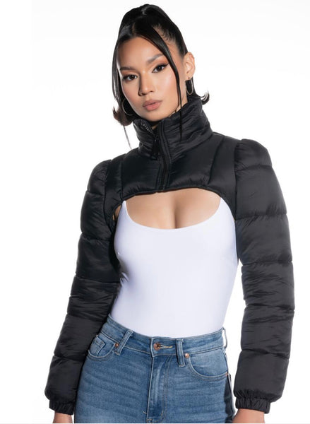 Black Puff Sleeve Jacket