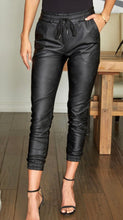 Load image into Gallery viewer, Black Faux Leather Joggers
