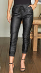 Black Faux Leather Joggers
