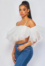 Load image into Gallery viewer, Puffy Tulle Cold Shoulder Top
