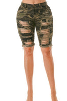 NY Camo Distressed Shorts