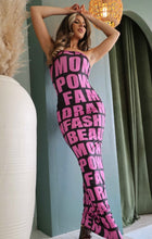 Load image into Gallery viewer, Black &amp; Pink Lettering Maxi Tube Dress
