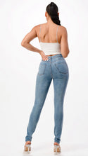 Load image into Gallery viewer, Skinny Embellished Medium Blue Jeans
