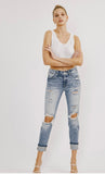 Light High Rise Ripped Boyfriend Jeans