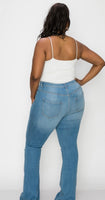 “TRACEY” Medium Blue Slit Jeans (PLUS)
