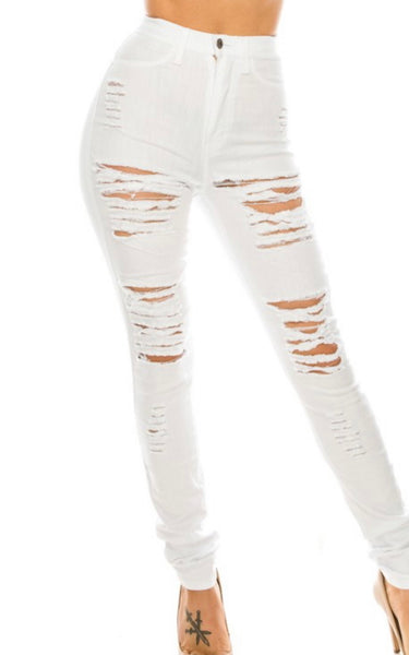 White Skinny Jeans w/Slits