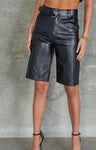 Black Faux Leather Bermuda Shorts
