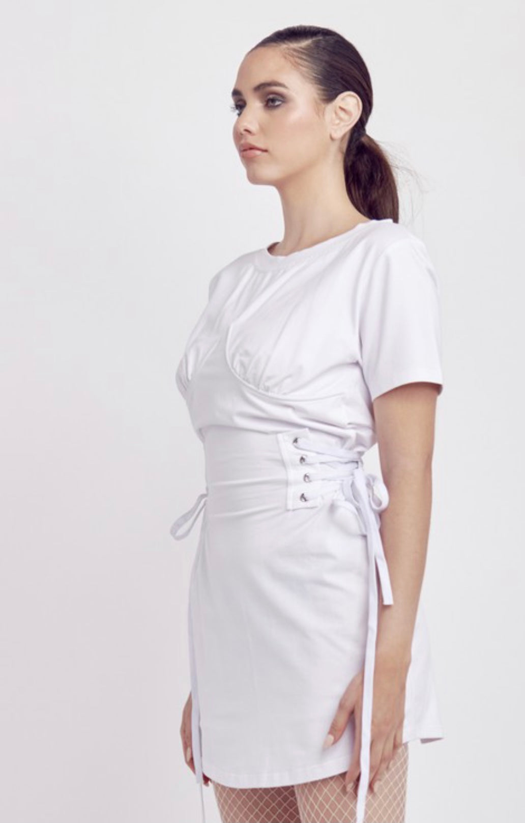 Shops white corset t shirt dress