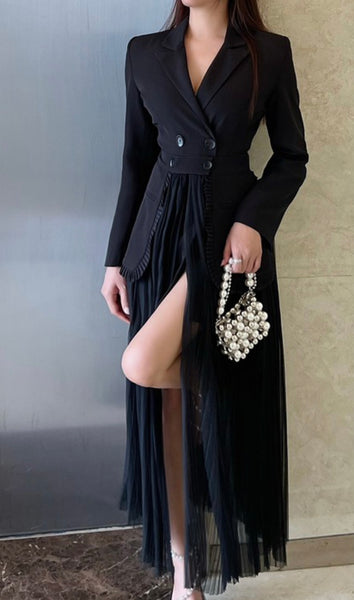 Black Blazer Skirt Set
