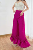 Rose Ruffle Palazzo Pants