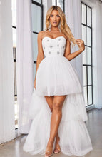 Load image into Gallery viewer, “Cali” White Strapless Gown with Embellished Bodice
