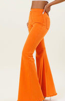 Orange Wide Leg Denim Pants