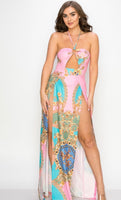 Pink Double Split Maxi Dress