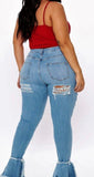 “LORI” Distressed Bell Jeans