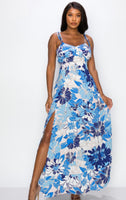 Blue Floral Strap Maxi Dress