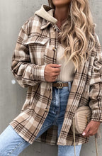 Load image into Gallery viewer, Hooded Khaki Plaid Top/Jacket

