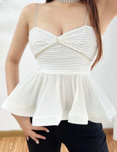 Load image into Gallery viewer, White Knitted Bustier Blouse
