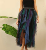 Fall Mixed Color Tulle Layered Skirt