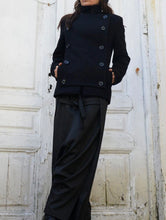Load image into Gallery viewer, Black Military Style Wool Jacket
