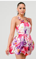 Multi-Floral Bubble Mini Sun Dress