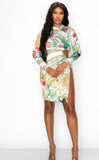 Tropical White Print Dress