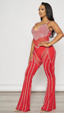 Red Rhinestone Jumpsuit