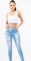 Light Blue Denim Joggers (PLUS)