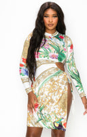 Tropical White Print Dress