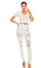 Load image into Gallery viewer, White Skinny Jeans w/Slits
