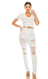 White Skinny Jeans w/Slits
