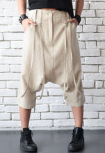 Load image into Gallery viewer, Drop Crotch Beige Linen Pants
