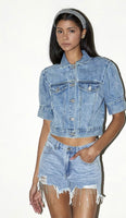 Rhinestone Drip Denim Shorts