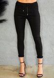 Black Crinkle Gold Ribbon Joggers
