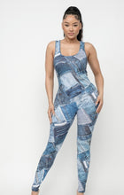 Load image into Gallery viewer, Denim Sublimation Bodycon Jumpsuit
